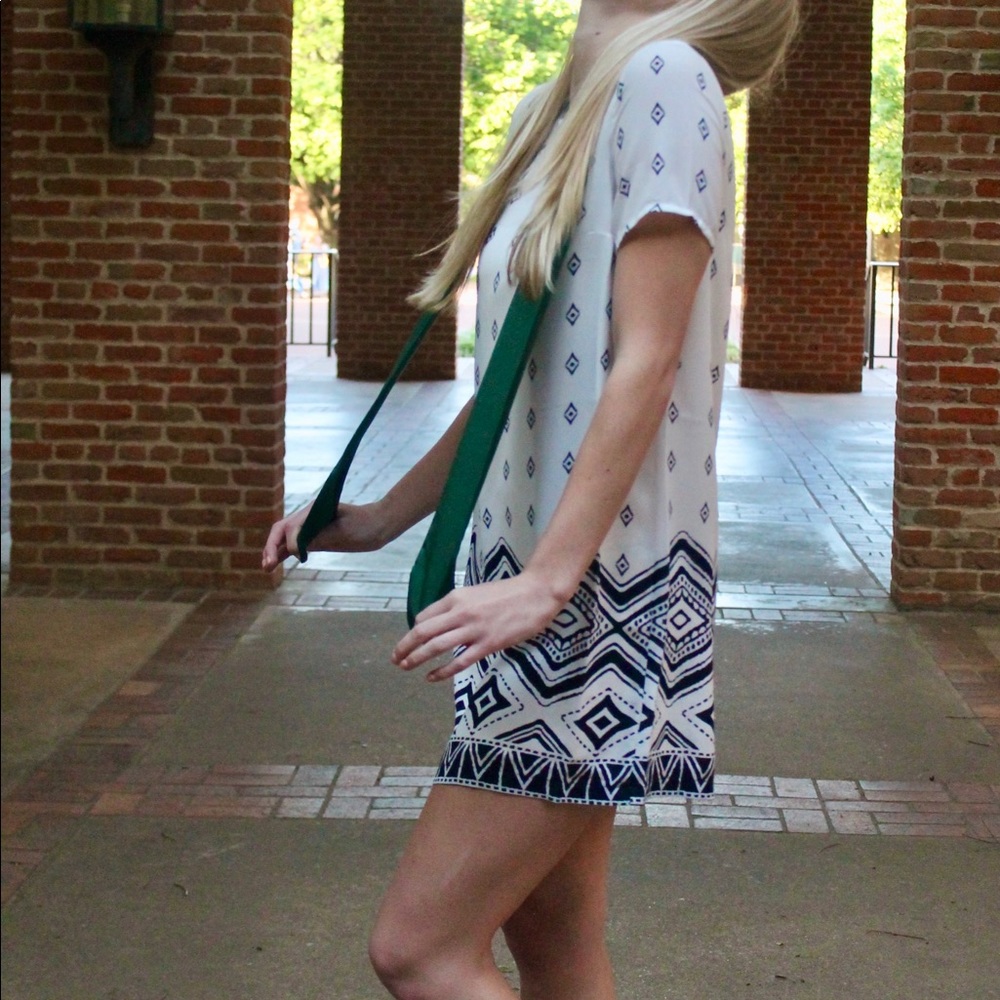 White shift dress with open back